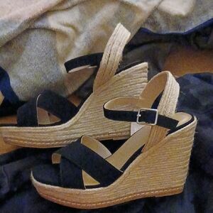 Black Wedge Sandals